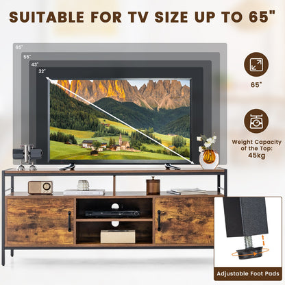Home TV Cabinet with Storage Side Cabinets & Adjustable Shelf