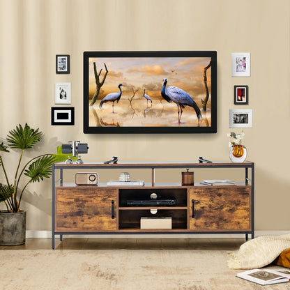 Home TV Cabinet with Storage Side Cabinets & Adjustable Shelf
