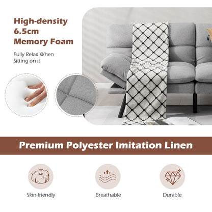 Convertible Memory Foam Futon Couch Bed with Adjustable Backrest and Armrests for Living Room-Grey