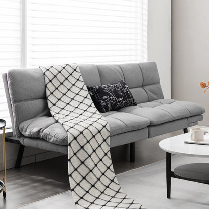 Convertible Memory Foam Futon Couch Bed with Adjustable Backrest and Armrests for Living Room-Grey