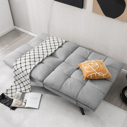 Convertible Memory Foam Futon Couch Bed with Adjustable Backrest and Armrests for Living Room-Grey