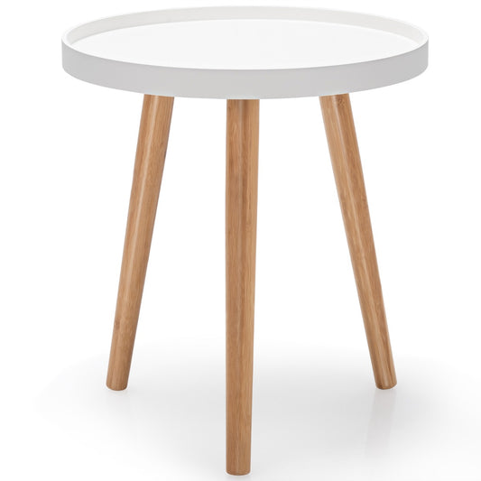 Costway Round Side Table with Storage Tray and Sturdy Tripod Stand for Living Room/Bedroom/Office