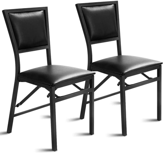 Costway Set of 2 Folding Chairs with Sponge Padded Backrest for Dining Room/Living Room/Restaurant