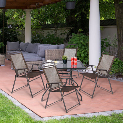 Costway Set of 4 Portable Folding Garden Chairs with Armrests for Outdoor Camping
