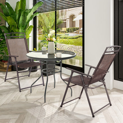 Costway Set of 4 Portable Folding Garden Chairs with Armrests for Outdoor Camping