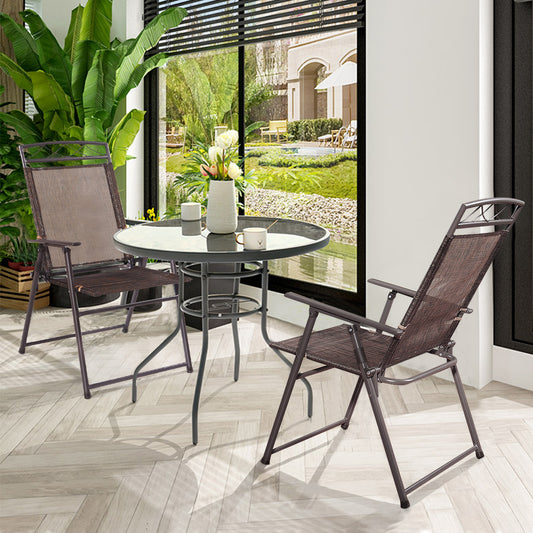 Costway Set of 4 Portable Folding Garden Chairs with Armrests for Outdoor Camping