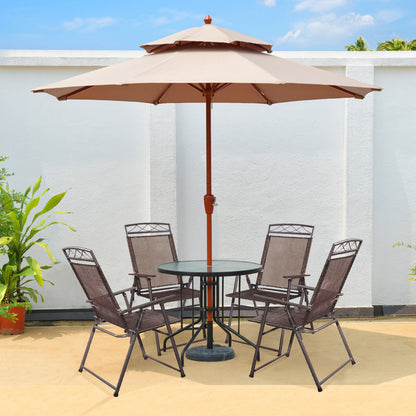 Costway Set of 4 Portable Folding Garden Chairs with Armrests for Outdoor Camping