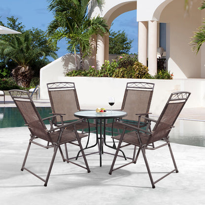 Costway Set of 4 Portable Folding Garden Chairs with Armrests for Outdoor Camping