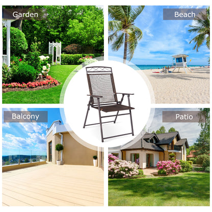 Costway Set of 4 Portable Folding Garden Chairs with Armrests for Outdoor Camping
