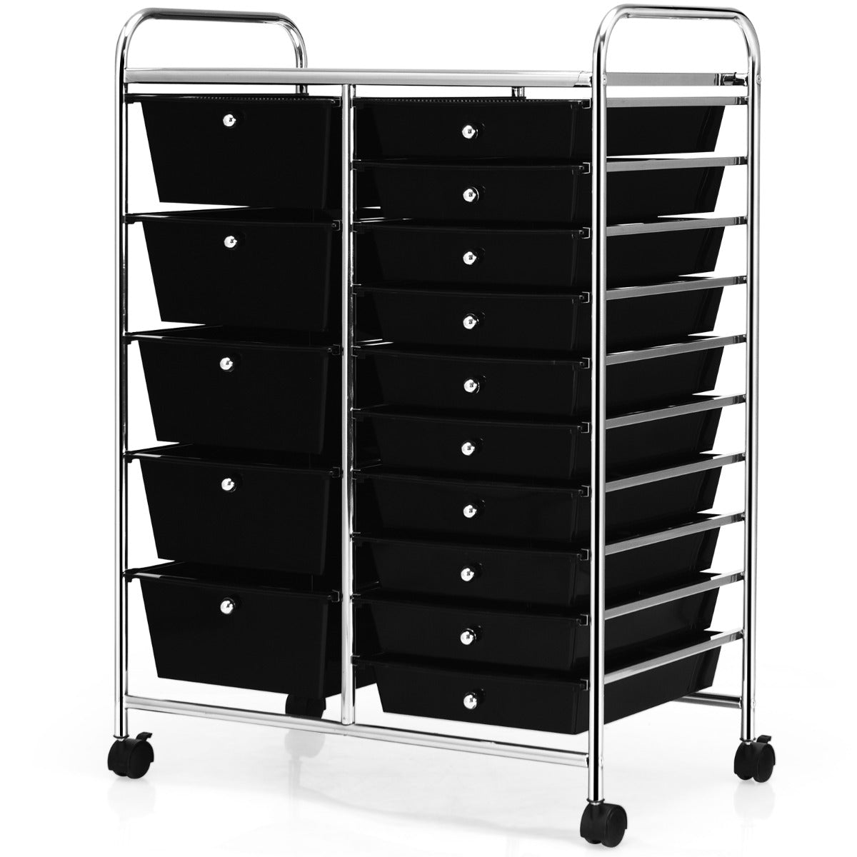 15 Drawer Rolling Storage Cart with Wheels for Home Office Black