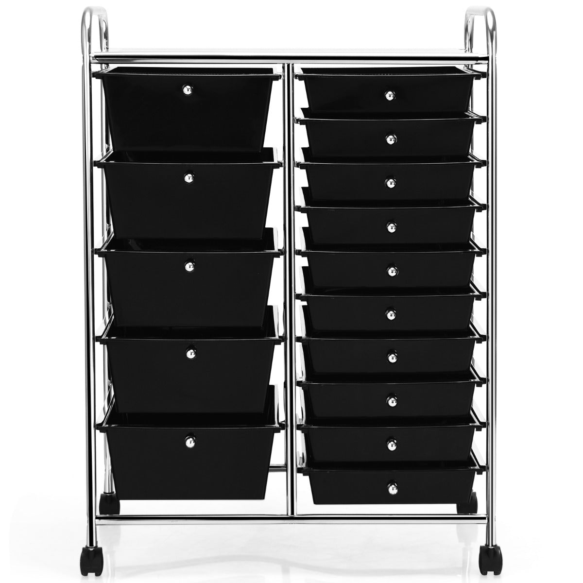 15 Drawer Rolling Storage Cart with Wheels for Home Office Black