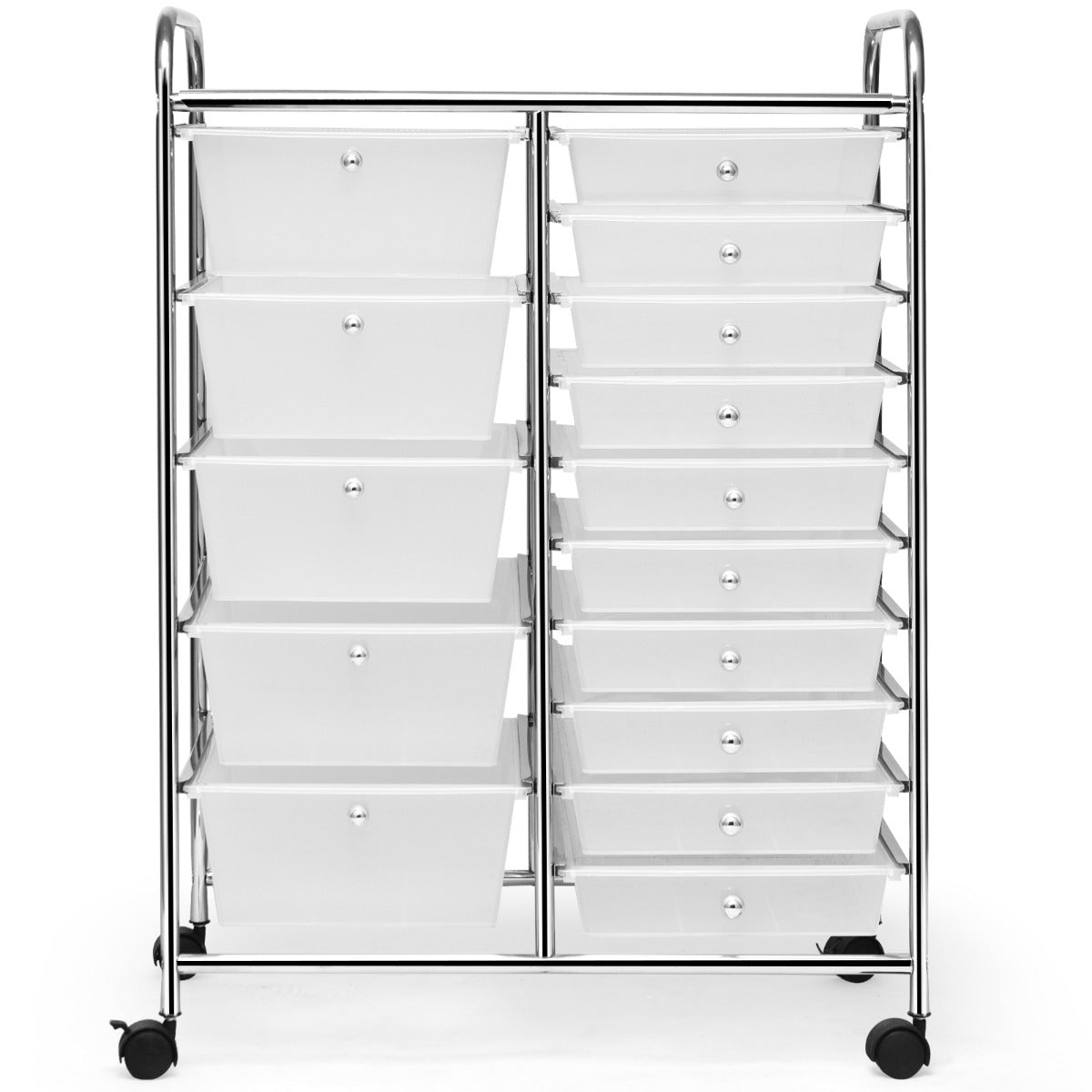 15 Drawer Rolling Storage Cart with Wheels for Home Office Clear