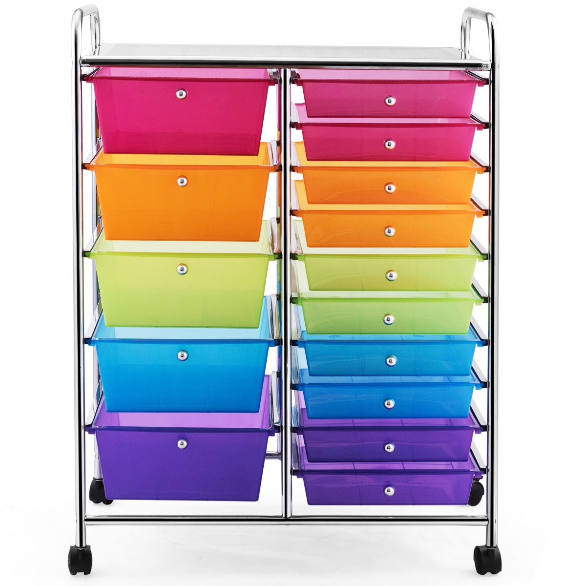 15 Drawer Rolling Storage Cart with Wheels for Home Office Multi-color