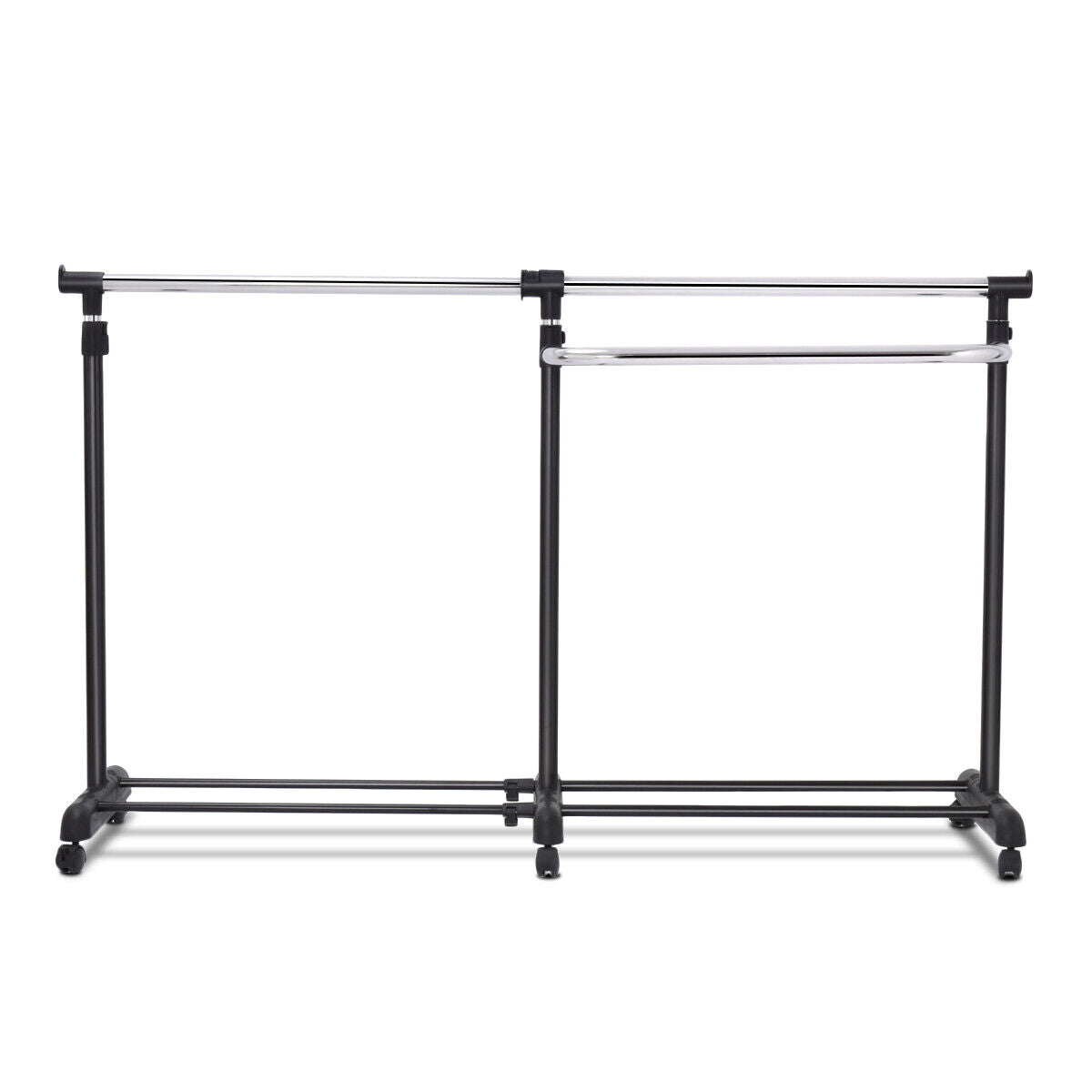 Costway Single Rail Mobile Garment Rack with Wheels & Bottom Shelf