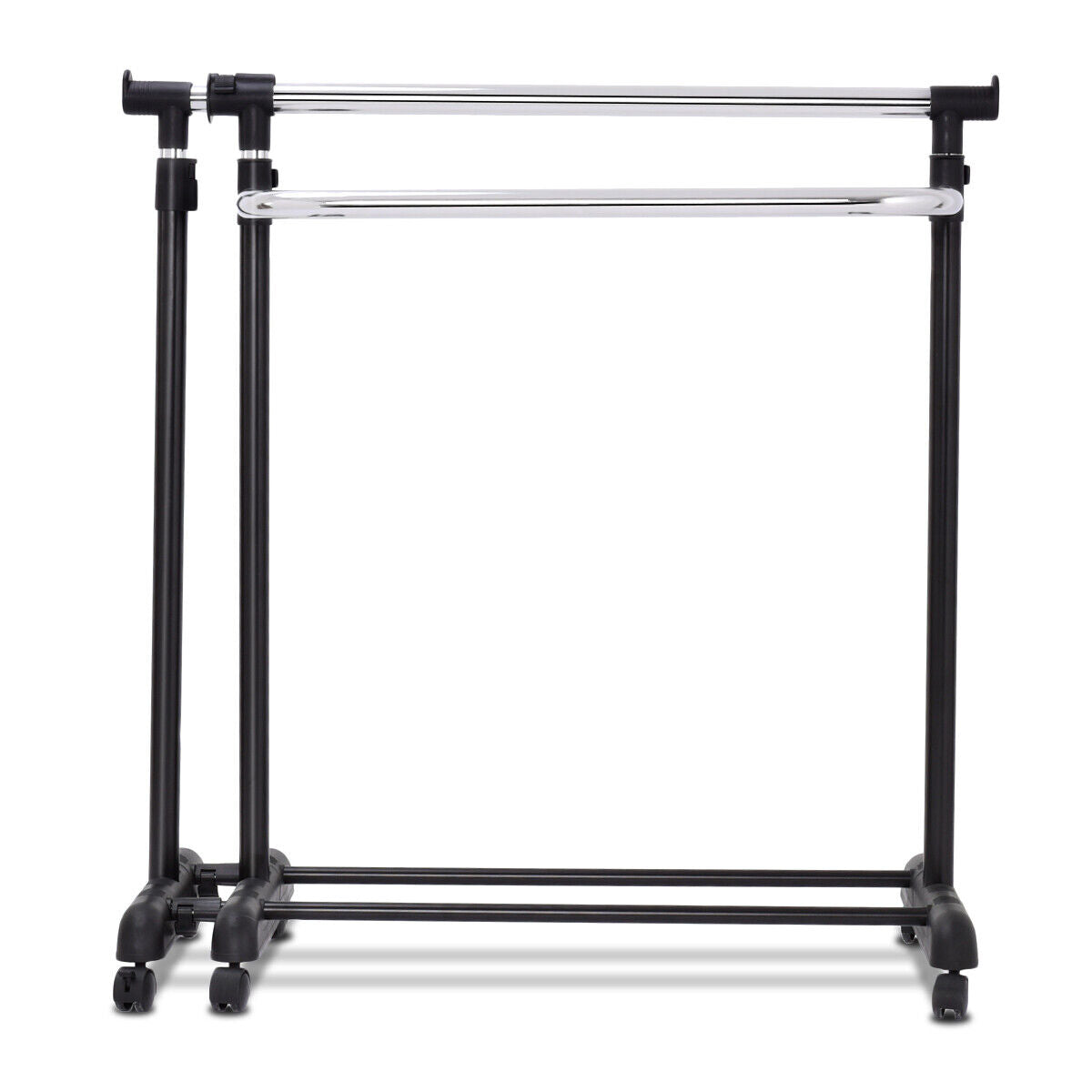 Costway Single Rail Mobile Garment Rack with Wheels & Bottom Shelf