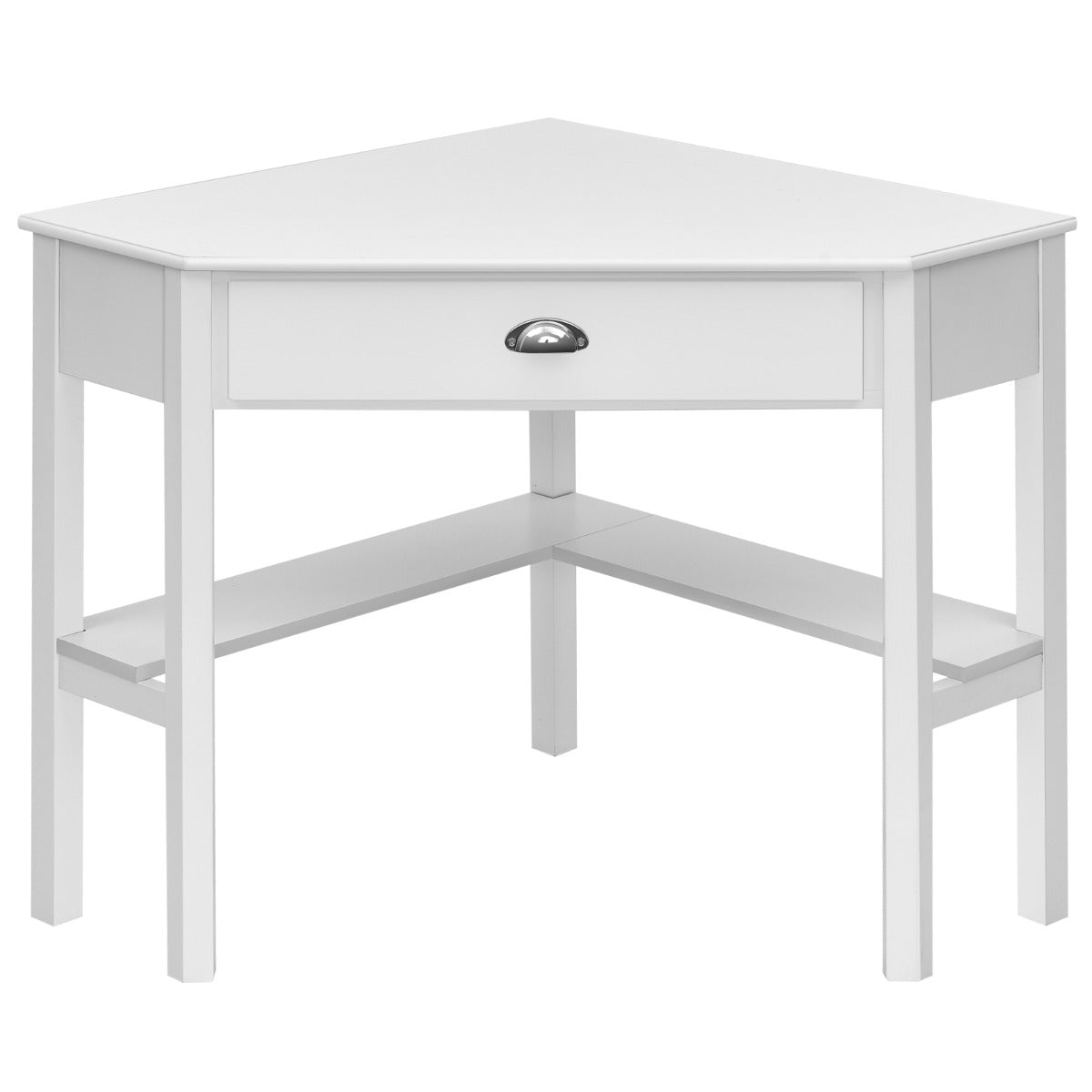 Corner Computer Desk with Drawer &amp;amp; Shelves for Office-White