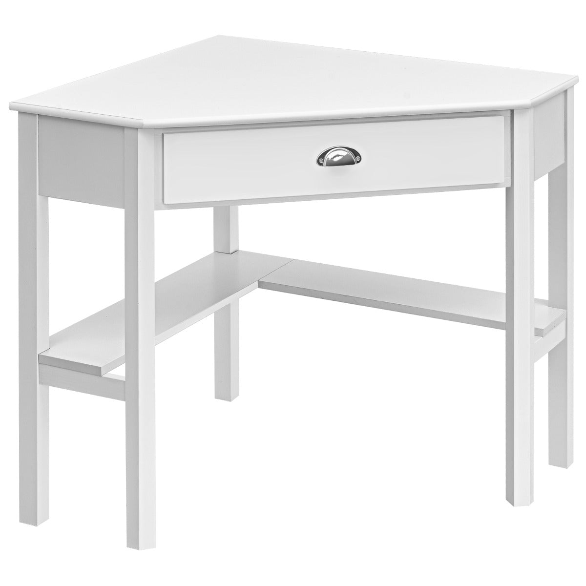 Corner Computer Desk with Drawer &amp;amp; Shelves for Office-White