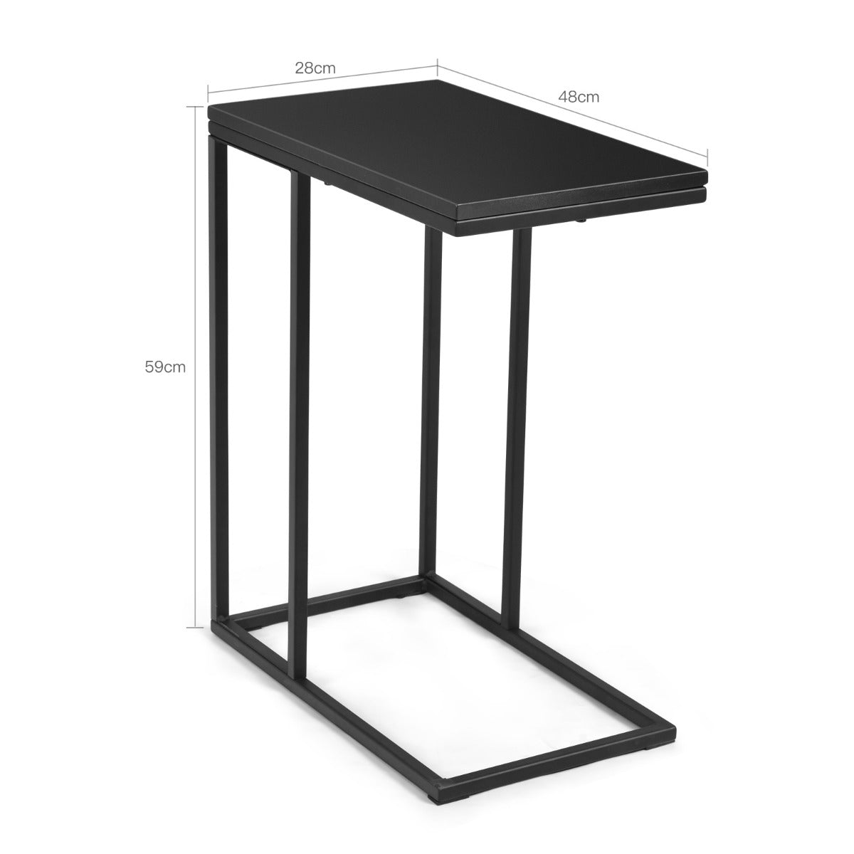 Costway Industrial C-Shaped Narrow End Side Table & Rectangle Tabletop