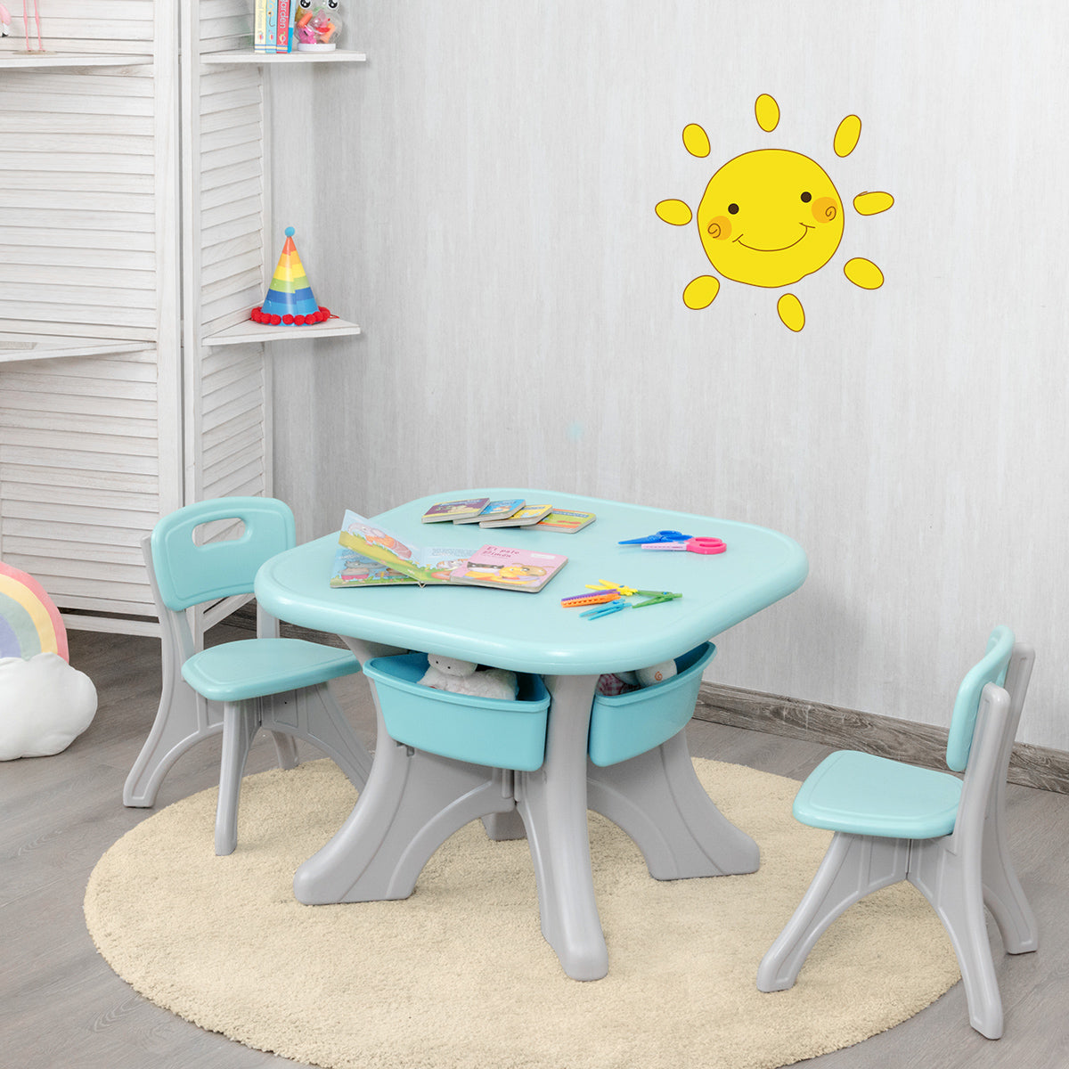 Rounded corners and smooth edges help create a safer table and chair set for young children