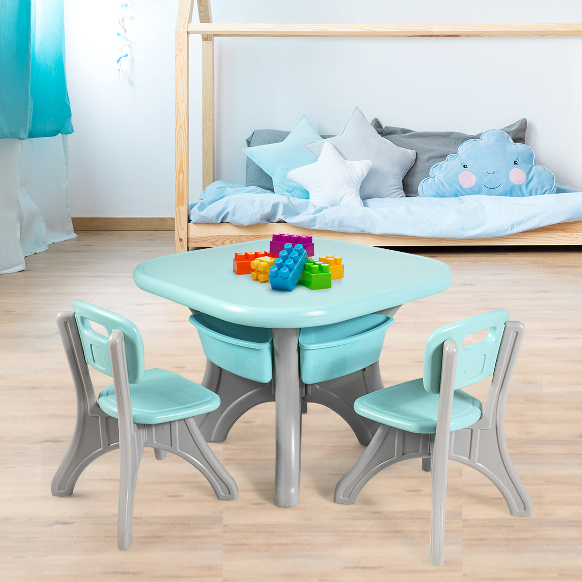 Ergonomic table and chair heights support good posture for children between one and seven years
