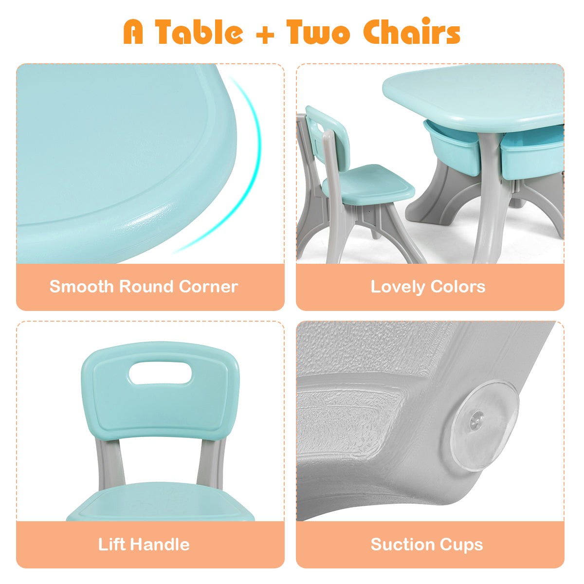 Colorful children's table set works indoors or outdoors as a picnic, dining, or activity table