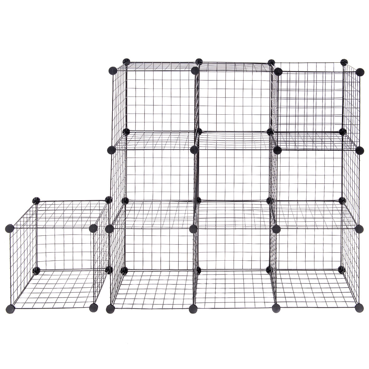 Metal Wire Free Standing DIY Storage Cubes with 12 Cubes-Black