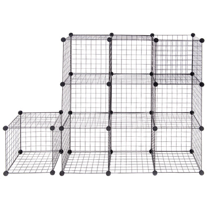 Metal Wire Free Standing DIY Storage Cubes with 12 Cubes-Black