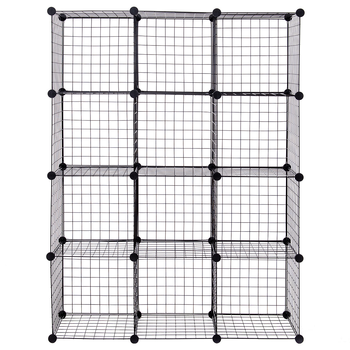 Metal Wire Free Standing DIY Storage Cubes with 12 Cubes-Black