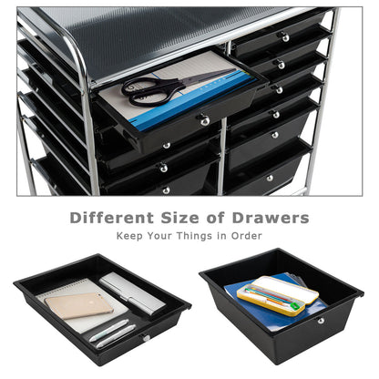 12-Drawer Rolling Storage Cart with Lockable Wheels for Home and Office