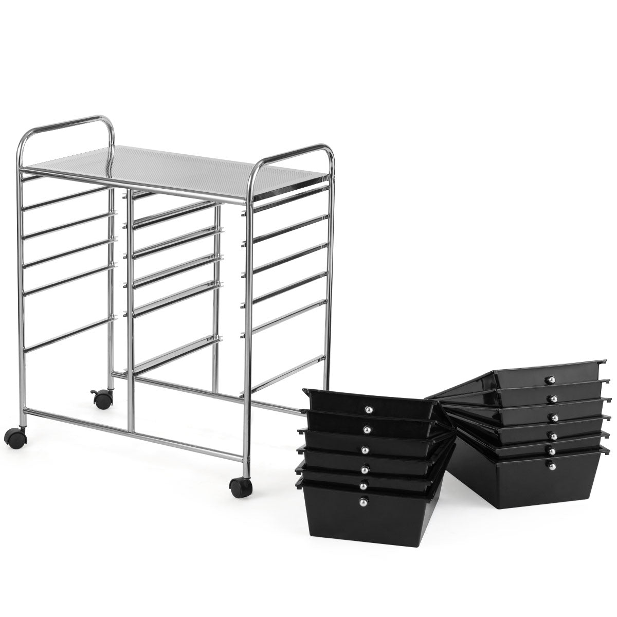 12-Drawer Rolling Storage Cart with Lockable Wheels for Home and Office