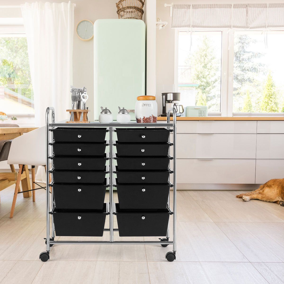 12-Drawer Rolling Storage Cart with Lockable Wheels for Home and Office
