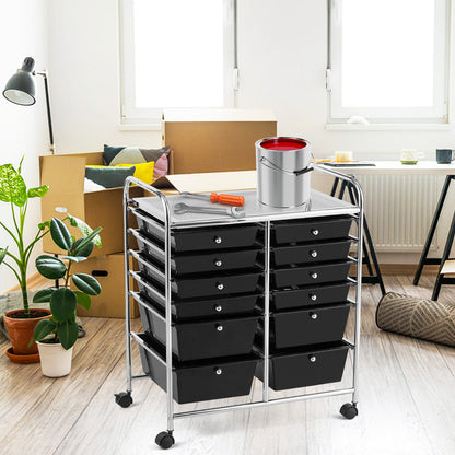 12-Drawer Rolling Storage Cart with Lockable Wheels for Home and Office