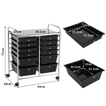 12-Drawer Rolling Storage Cart with Lockable Wheels for Home and Office