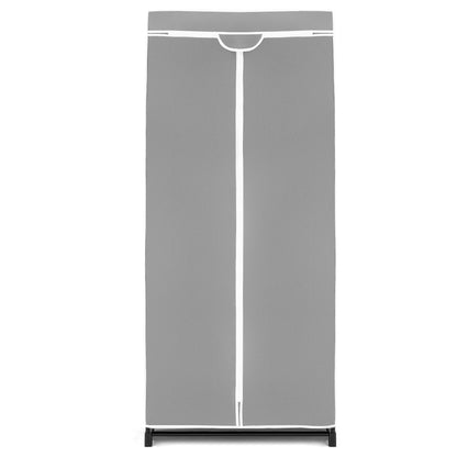 Freestanding Closet with Dust-proof Cover and Zippers for Garments/Shoes/Toys-Grey