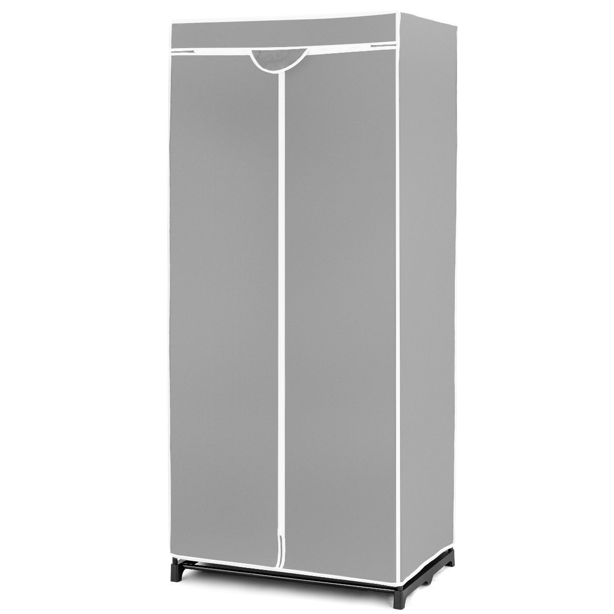 Freestanding Closet with Dust-proof Cover and Zippers for Garments/Shoes/Toys-Grey