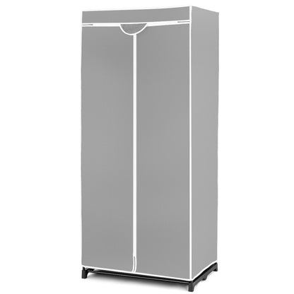 Freestanding Closet with Dust-proof Cover and Zippers for Garments/Shoes/Toys-Grey