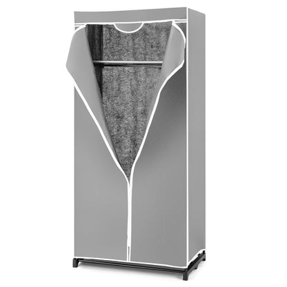 Freestanding Closet with Dust-proof Cover and Zippers for Garments/Shoes/Toys-Grey