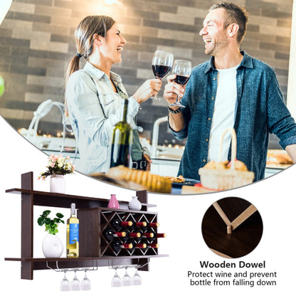 Black walnut wine rack maximizes vertical storage without using valuable floor space