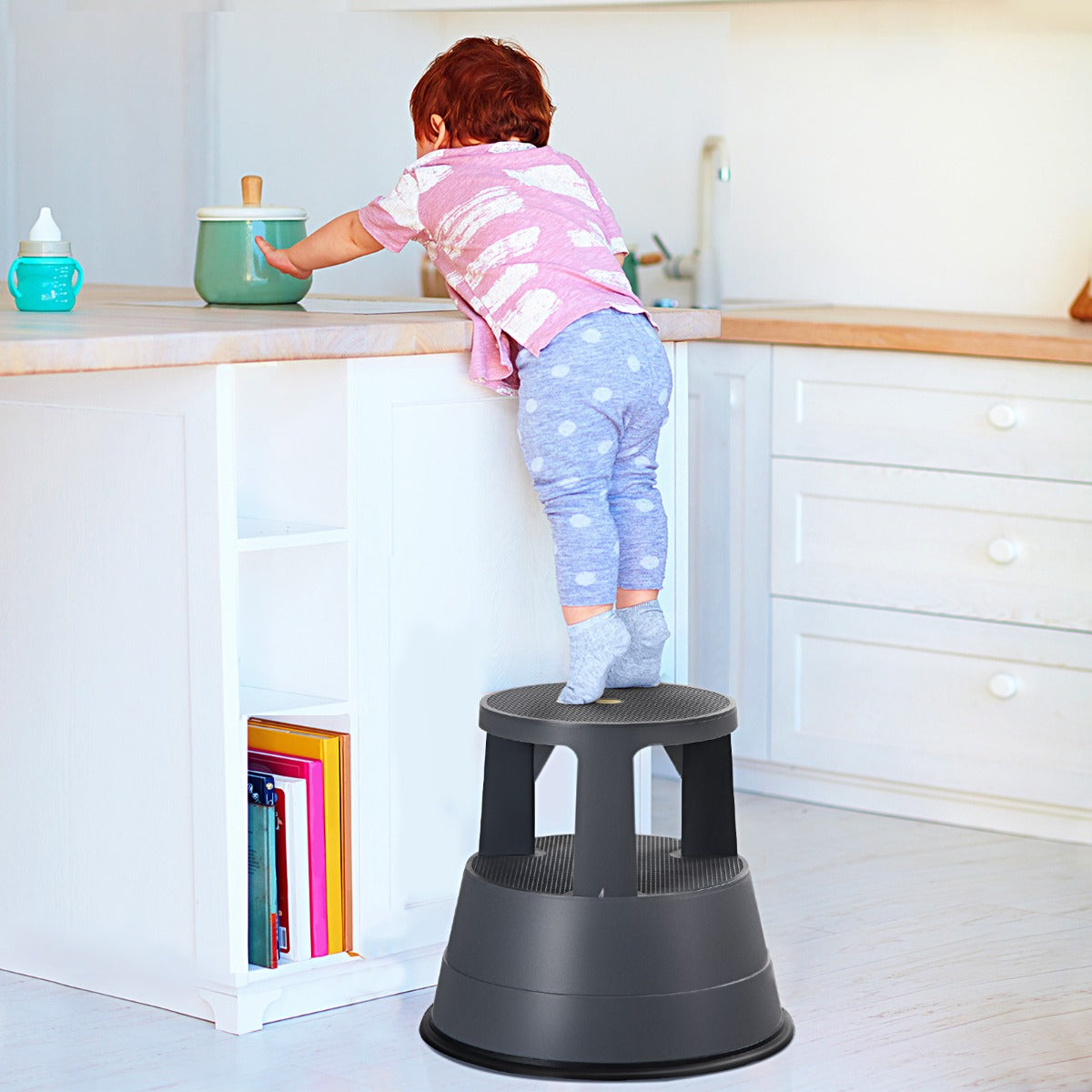 Kick Stool Ladder with Non-Slipping Platform for Kitchen/Bathroom