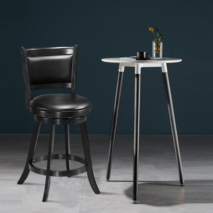 Accent Wooden Swivel Bar Height Stool for Dining Room-Black-61 cm