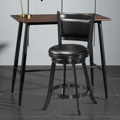 Accent Wooden Swivel Bar Height Stool for Dining Room-Black-61 cm