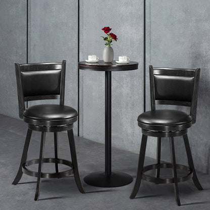 Accent Wooden Swivel Bar Height Stool for Dining Room-Black-61 cm