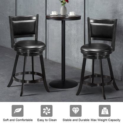 Accent Wooden Swivel Bar Height Stool for Dining Room-Black-61 cm