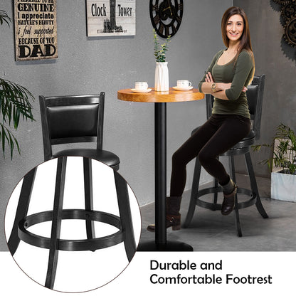 Accent Wooden Swivel Bar Height Stool for Dining Room-Black-61 cm