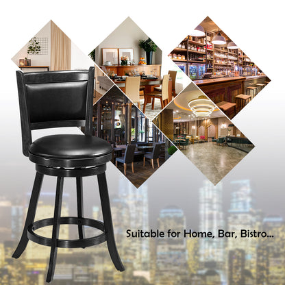 Accent Wooden Swivel Bar Height Stool for Dining Room-Black-61 cm