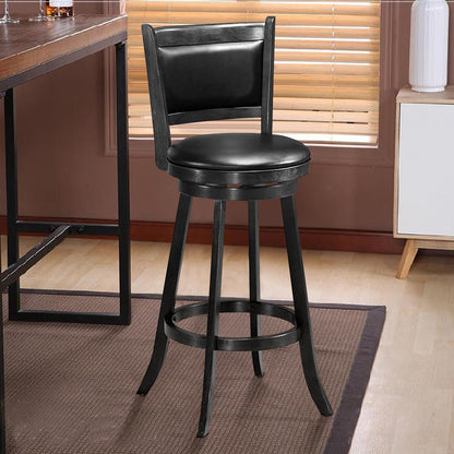 Accent Wooden Swivel Bar Height Stool for Dining Room-Black-74 cm