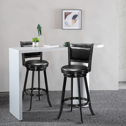 Accent Wooden Swivel Bar Height Stool for Dining Room-Black-74 cm