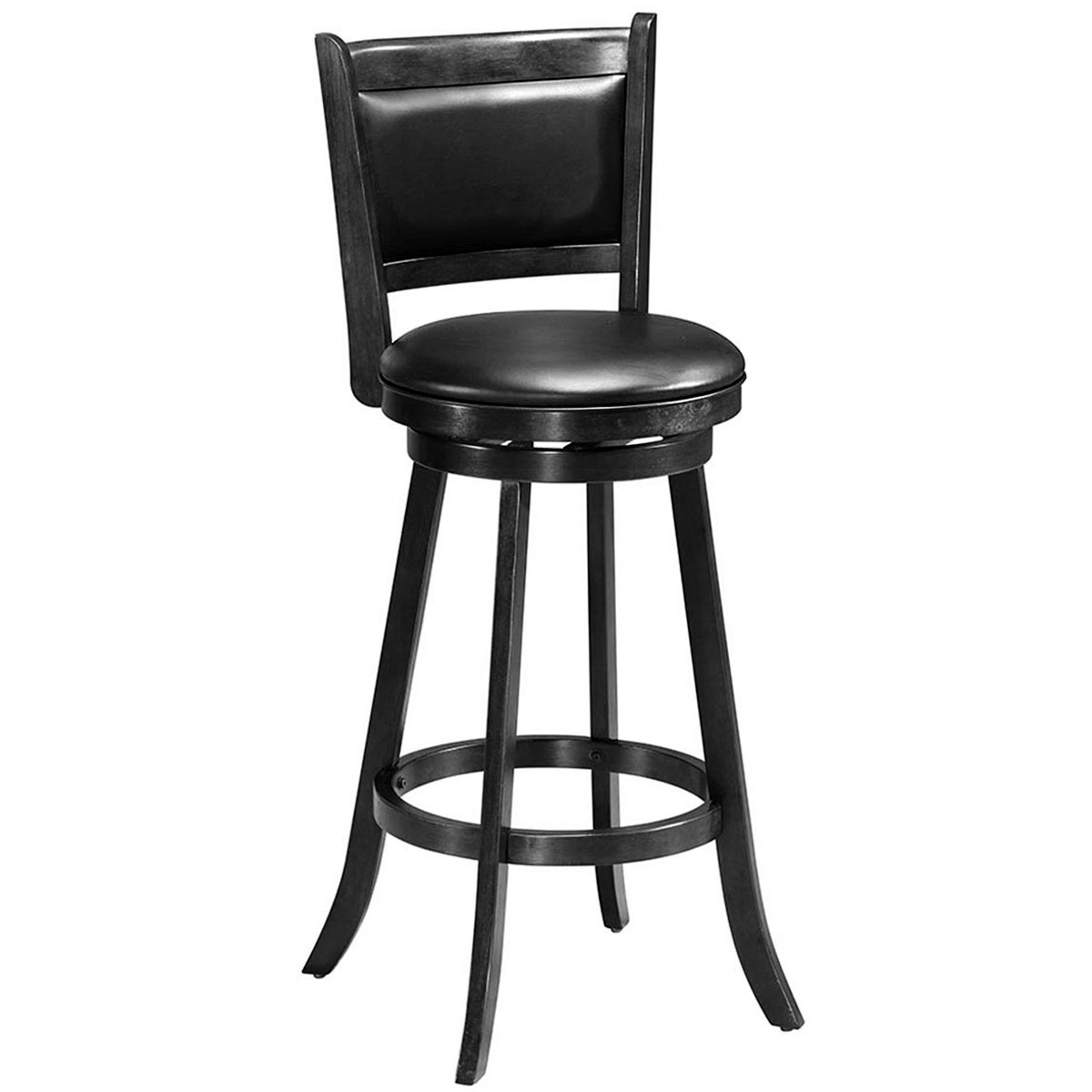 Accent Wooden Swivel Bar Height Stool for Dining Room-Black-74 cm
