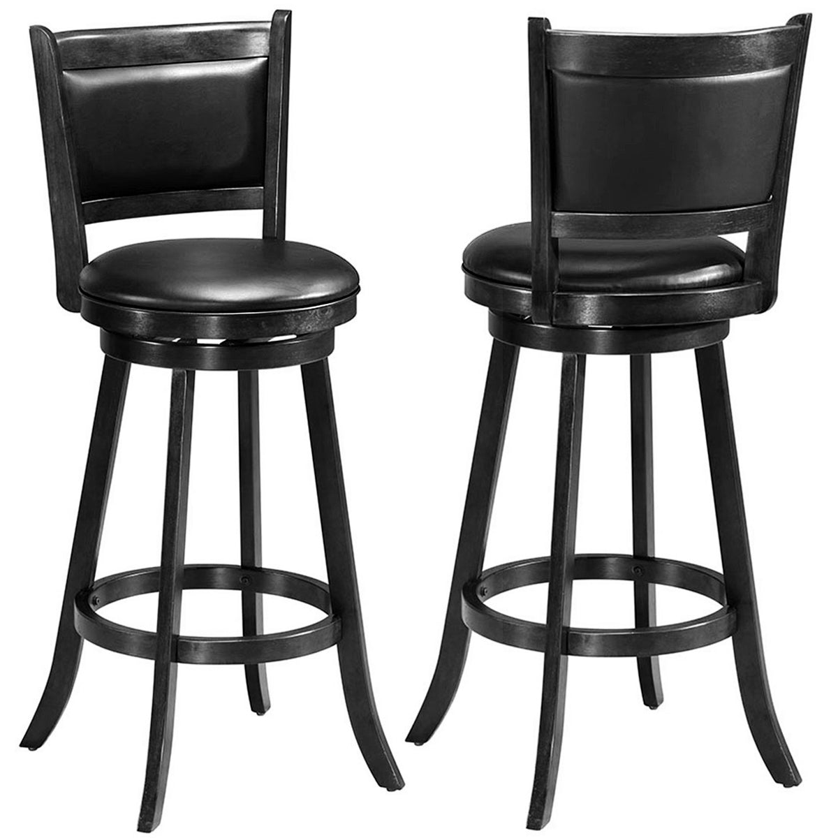 Accent Wooden Swivel Bar Height Stool for Dining Room-Black-74 cm