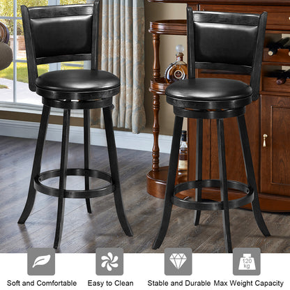 Accent Wooden Swivel Bar Height Stool for Dining Room-Black-74 cm